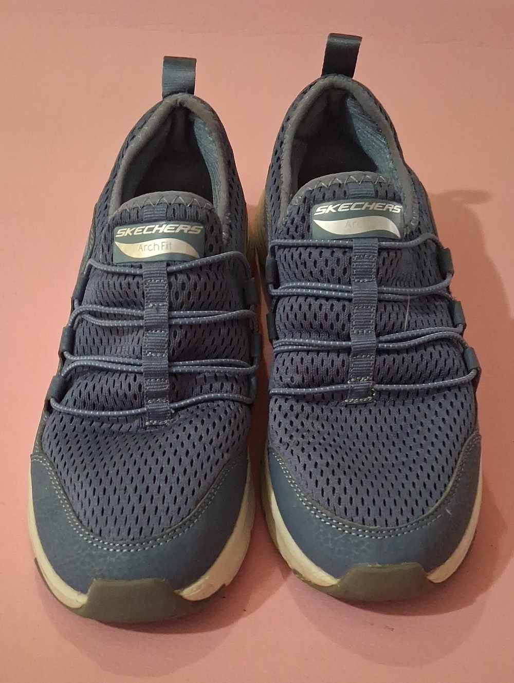 Skechers Women's Slip-On Arch Fit Sneakers in Blue and White Size 6.5